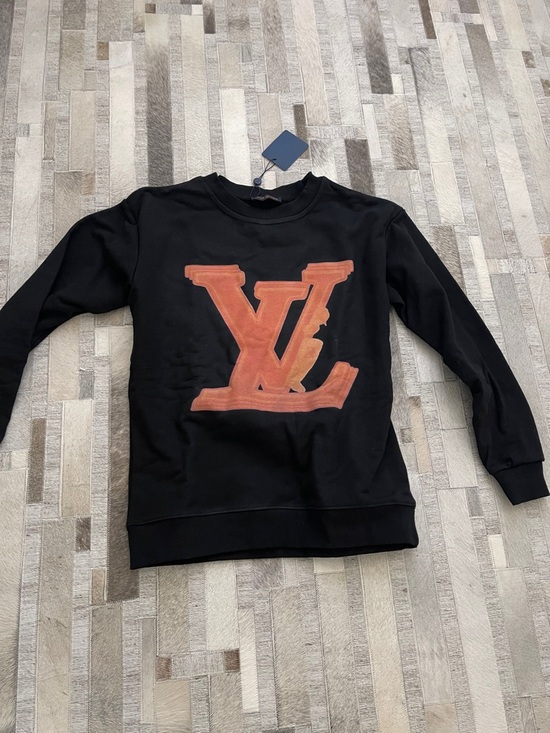 Louis Vuitton Tops - Louis Vuitton Black Crewneck with Rust LV Emblem